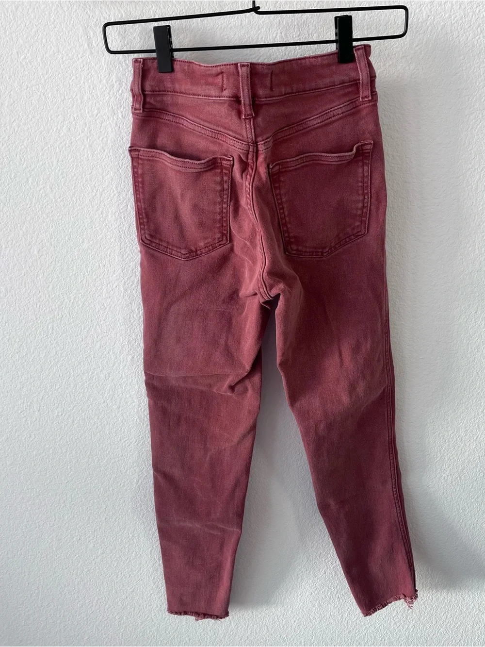 Pink /burnt red high-waisted skinny jeans, We The Free, size 27, 27P Petite